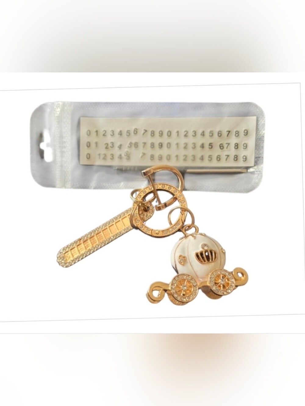 Gold and White Princess/Cinderella Inspired Carriage Key & Purse/Key Charm NEW